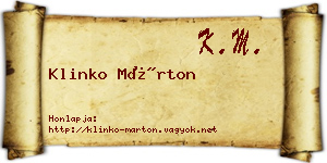 Klinko Márton névjegykártya
