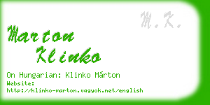 marton klinko business card